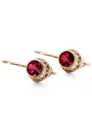 Rubis Or rose 14 carats vintage d'origine Des boucles d'oreilles Bijoux vintage vec117r